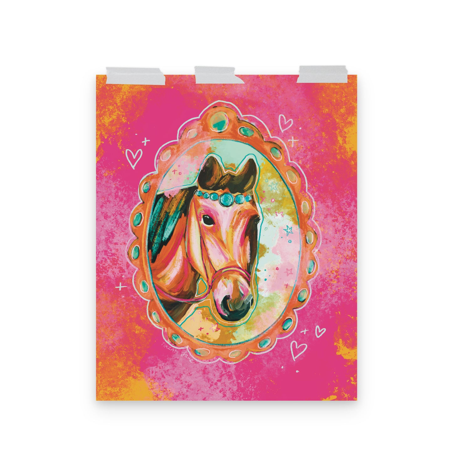 Pink Horse Portrait Western Horse Art Print