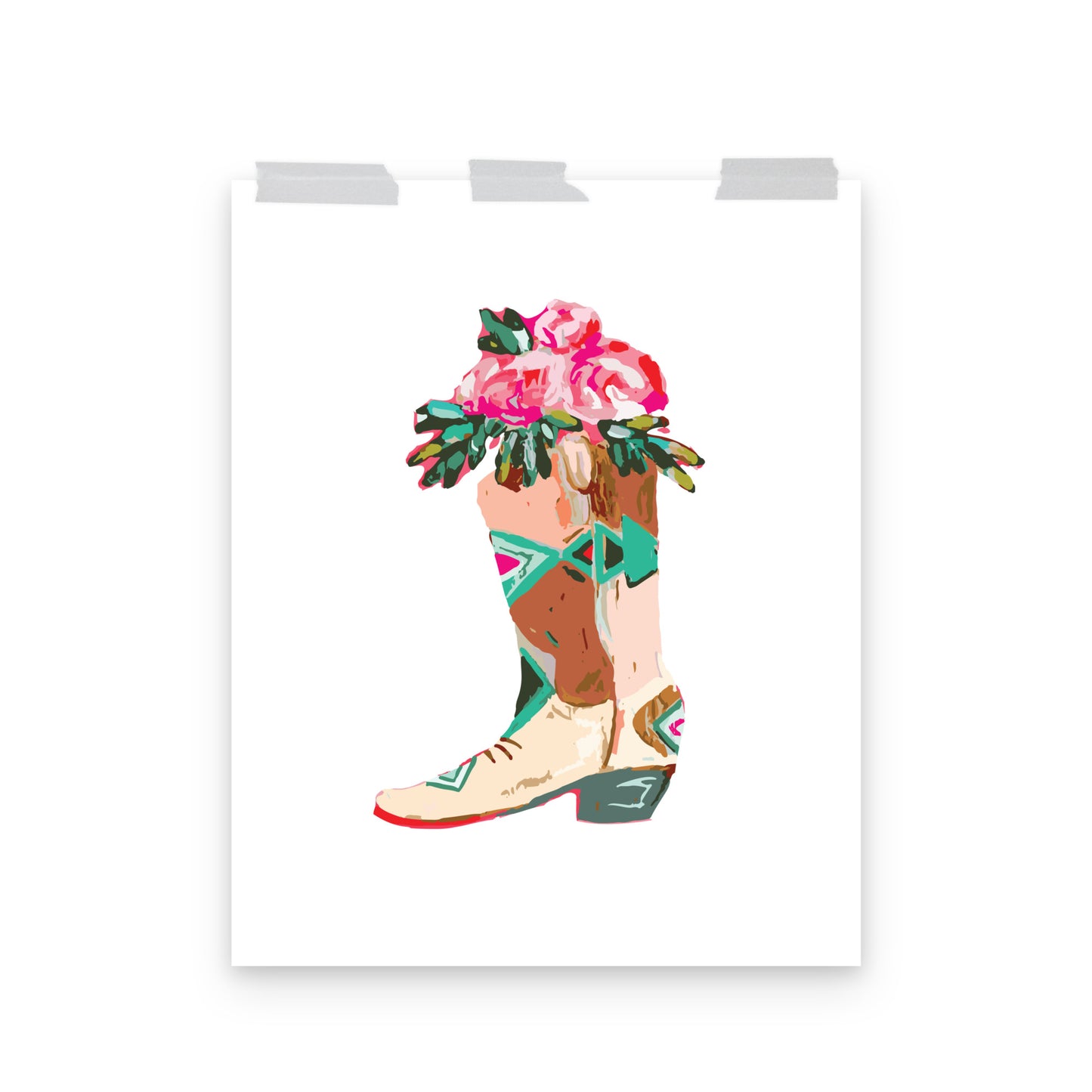 Roses Cowboy Boot Art Print