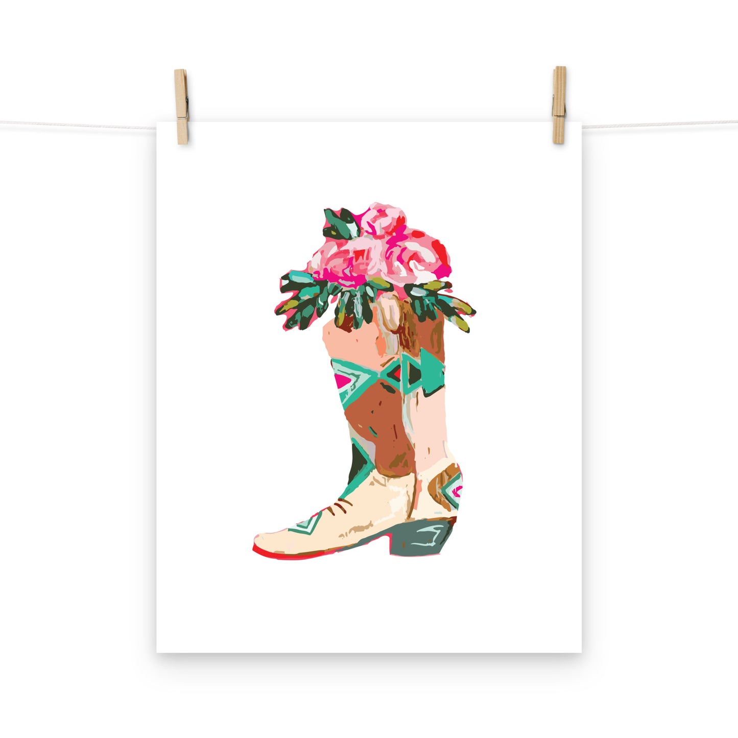 Roses Cowboy Boot Art Print