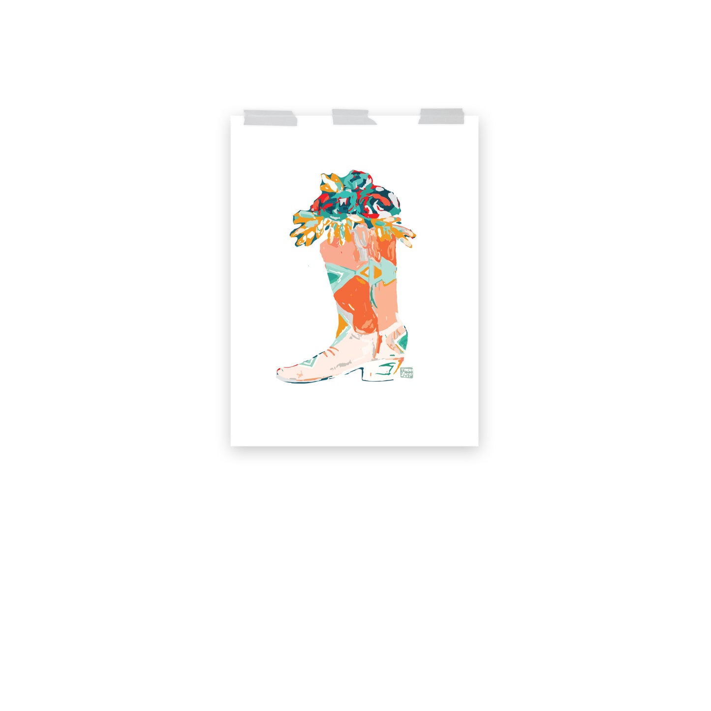 Orange Boot Roses Art Print