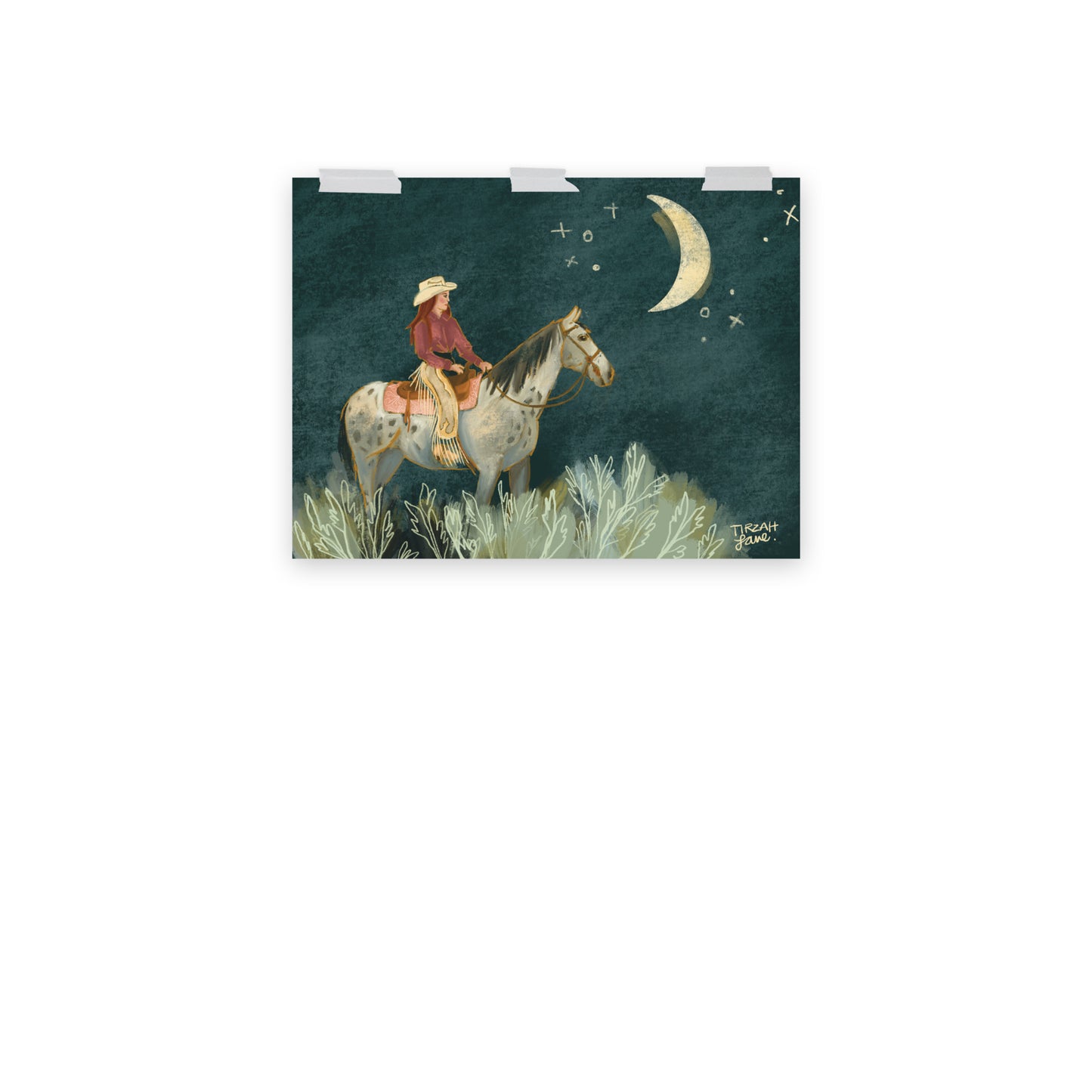 Reach for the Moon Cowgirl Western Horse Art Print