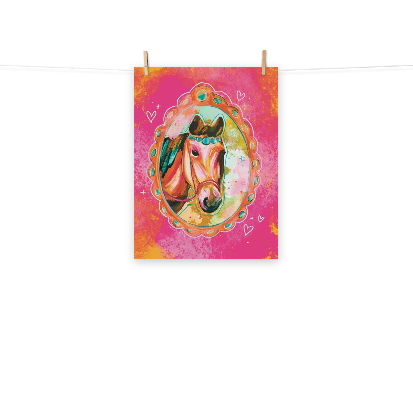 Pink Horse Portrait Western Horse Art Print
