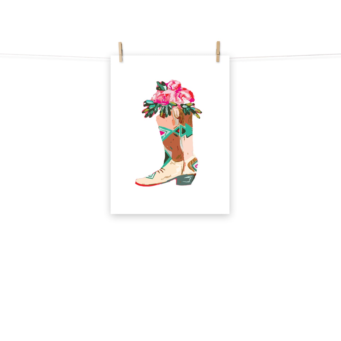 Roses Cowboy Boot Art Print
