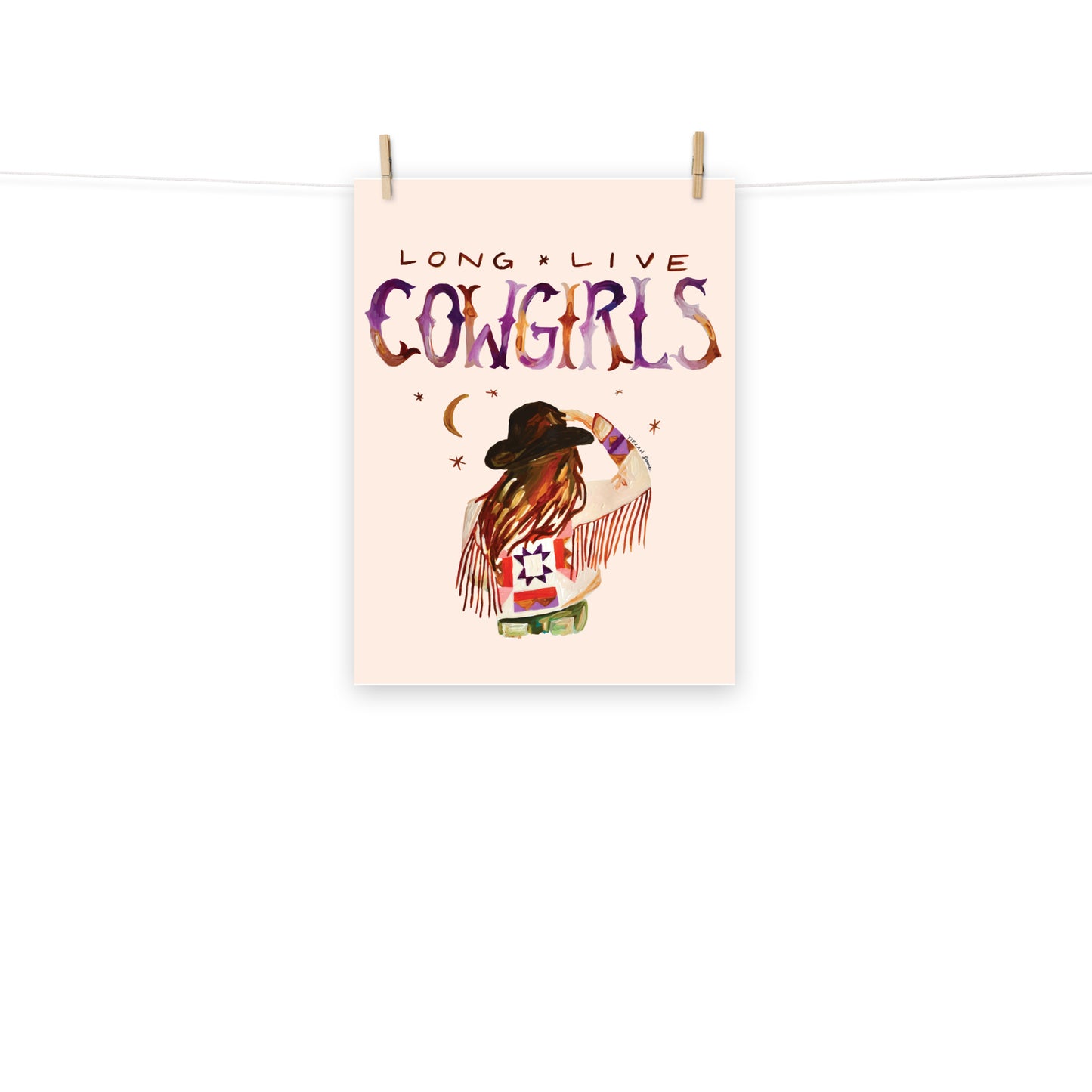 Cowgirl Art Print, Long Live Cowgirls Western Art Print, Cowboy Hat and Fringe Jacket Art Print