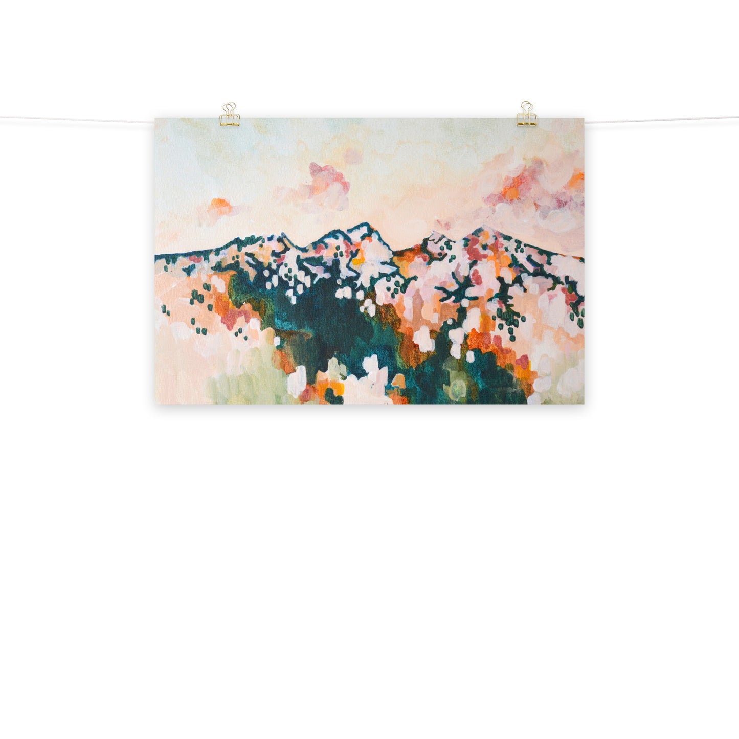 Oregon Cascade Sunset with Three Sisters and Broken Top Mountain Range Art Print
