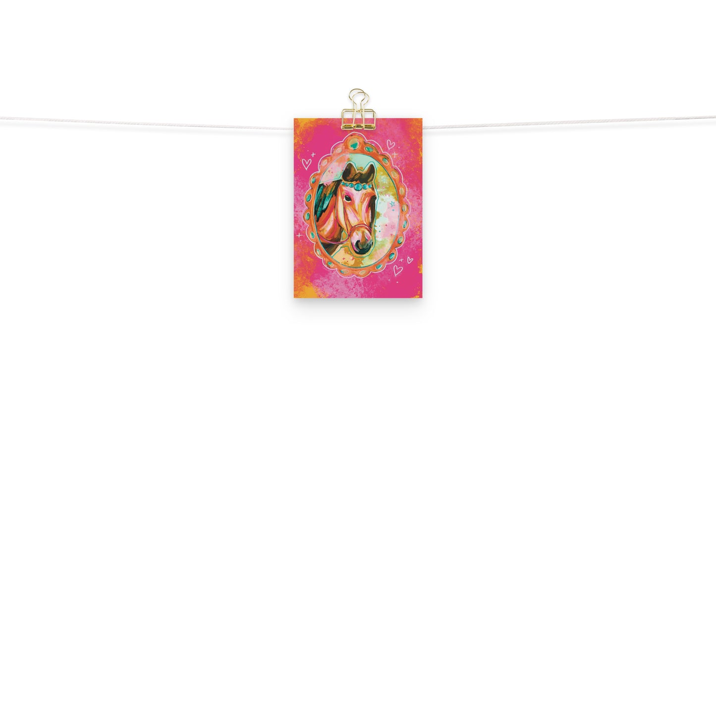Pink Horse Portrait Western Horse Art Print