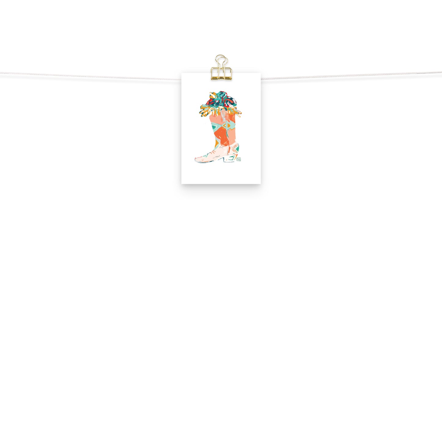 Orange Boot Roses Art Print