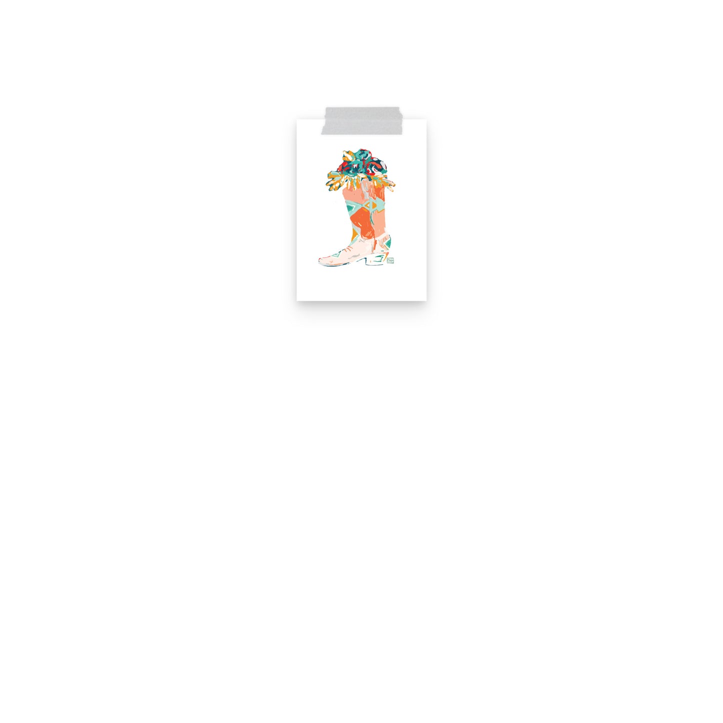 Orange Boot Roses Art Print