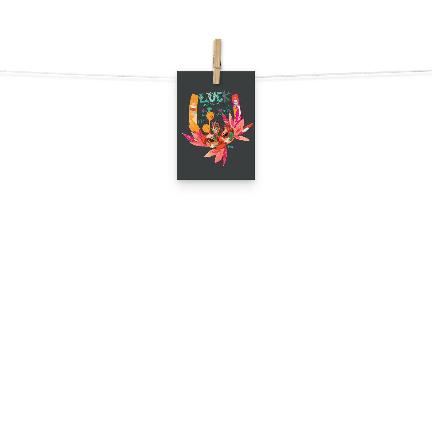 Luck and Hard Work Western Cowgirl Horseshoe Floral Wall Art