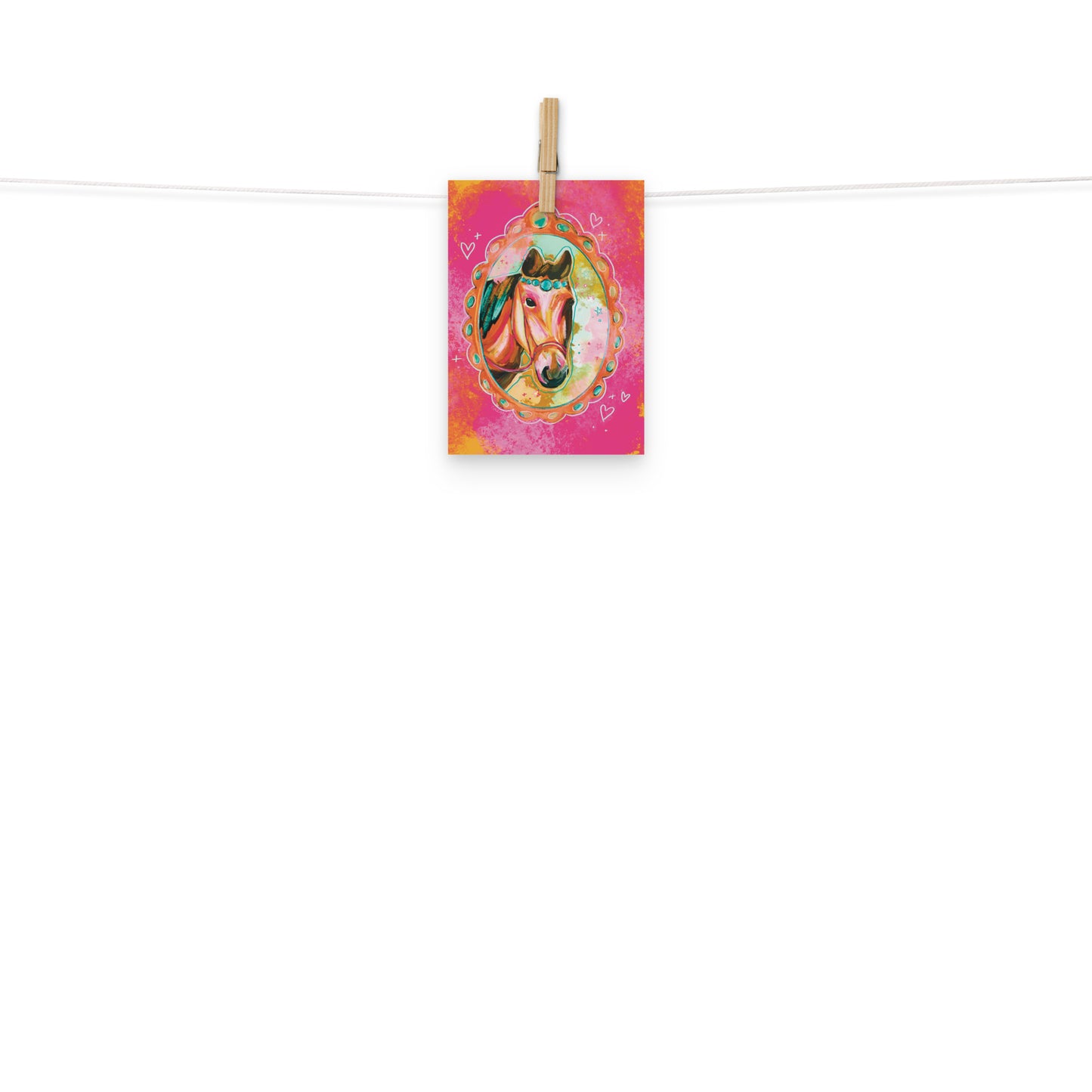 Pink Horse Portrait Western Horse Art Print