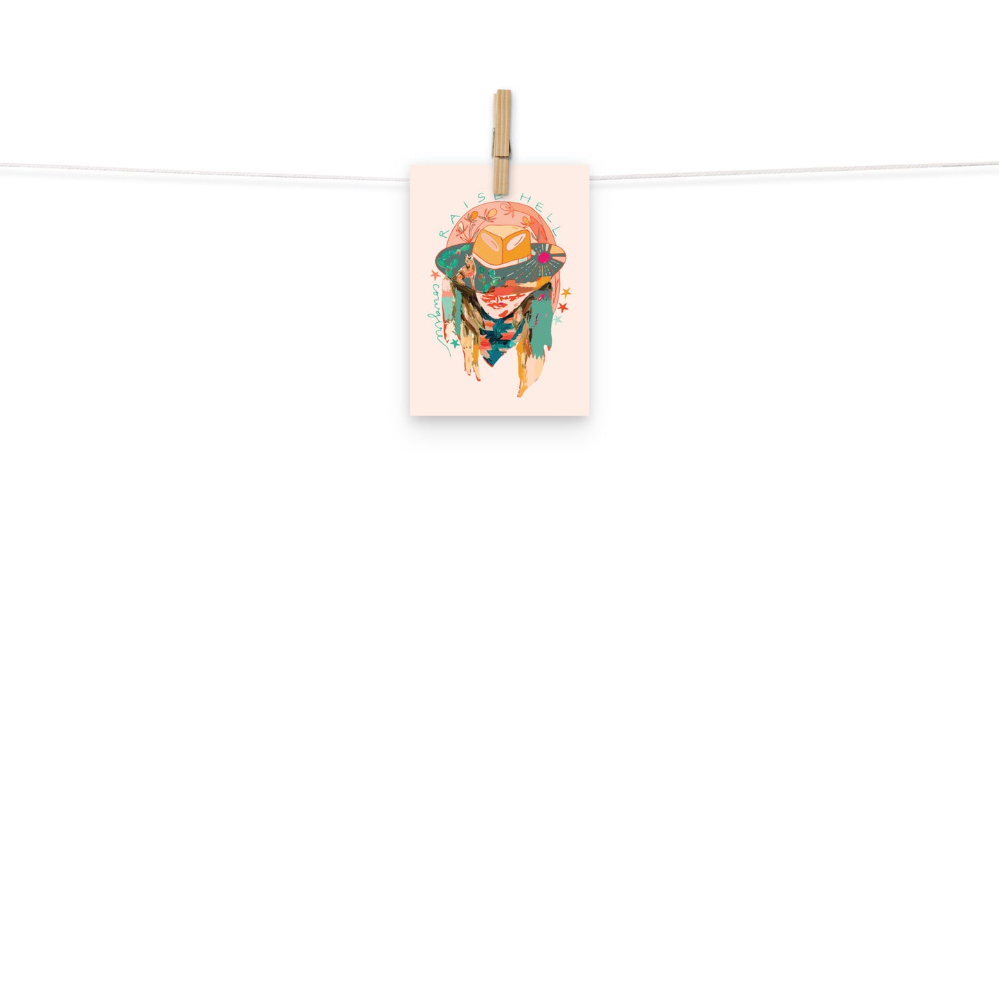 Cowgirl Western Art Print, Raise Hell, Rodeo Cowgirl, Western Art Print