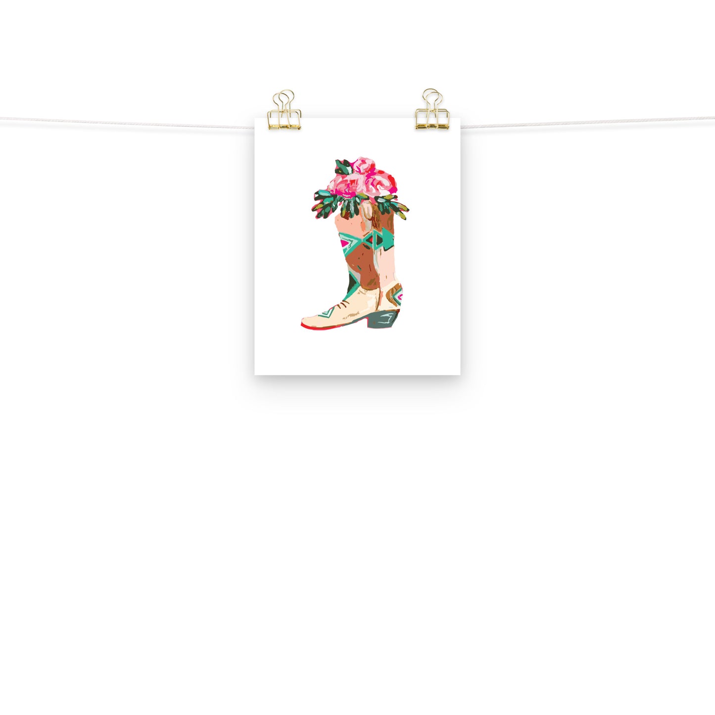 Roses Cowboy Boot Art Print
