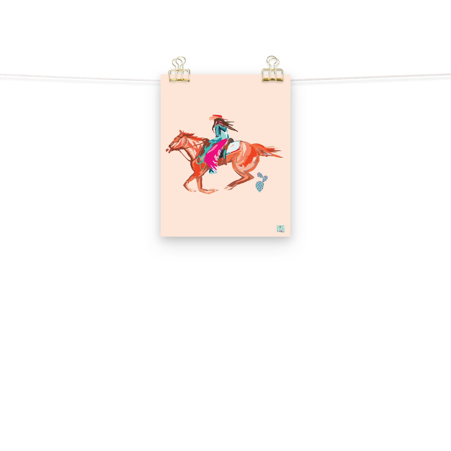 Brunette Western Cowgirl Art Print