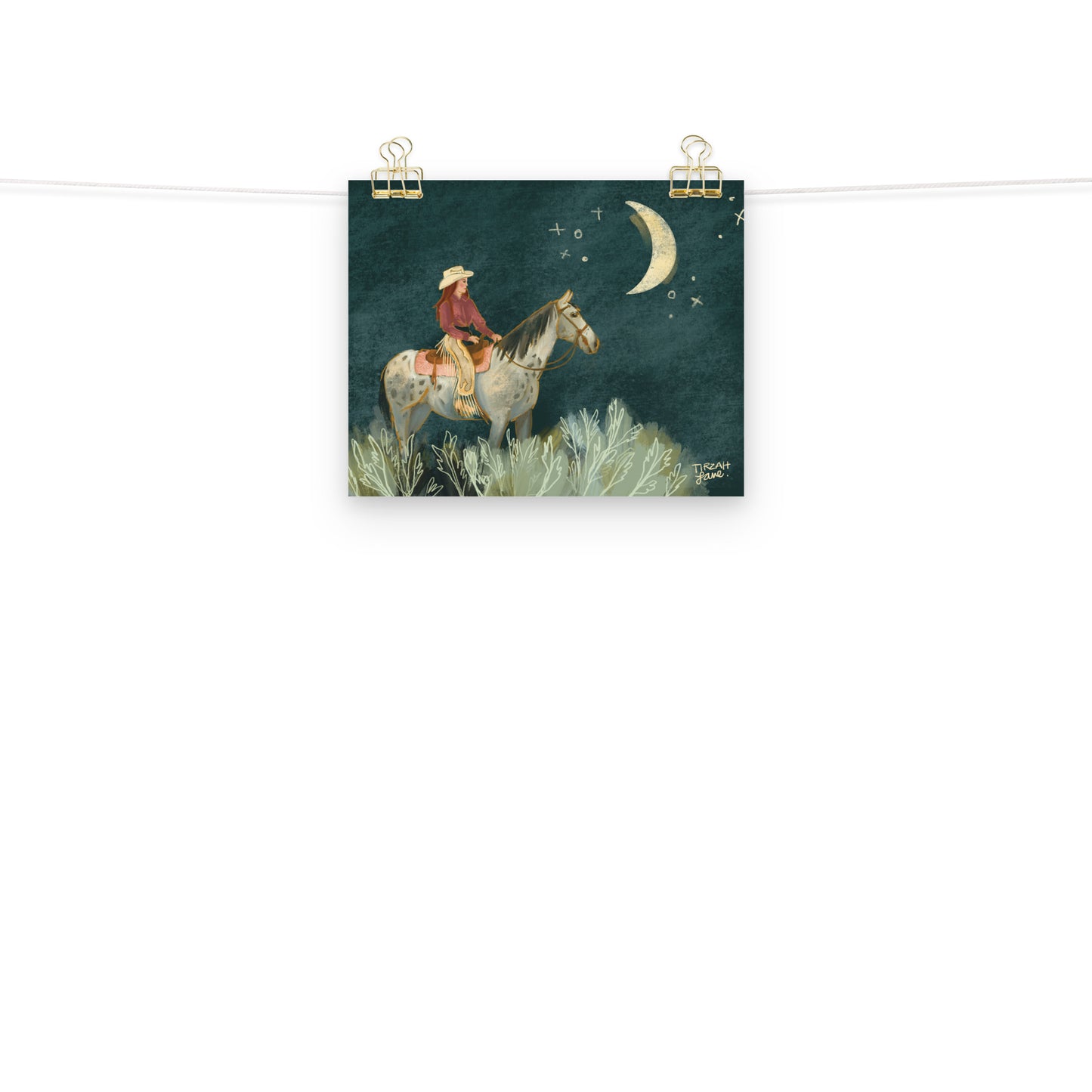 Reach for the Moon Cowgirl Western Horse Art Print