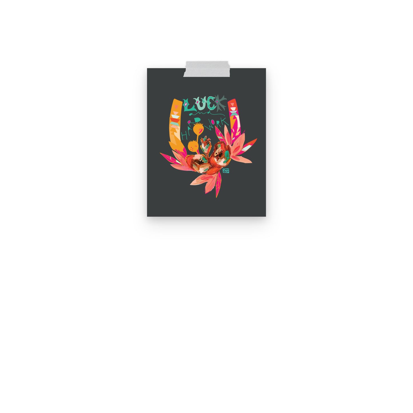 Luck and Hard Work Western Cowgirl Horseshoe Floral Wall Art