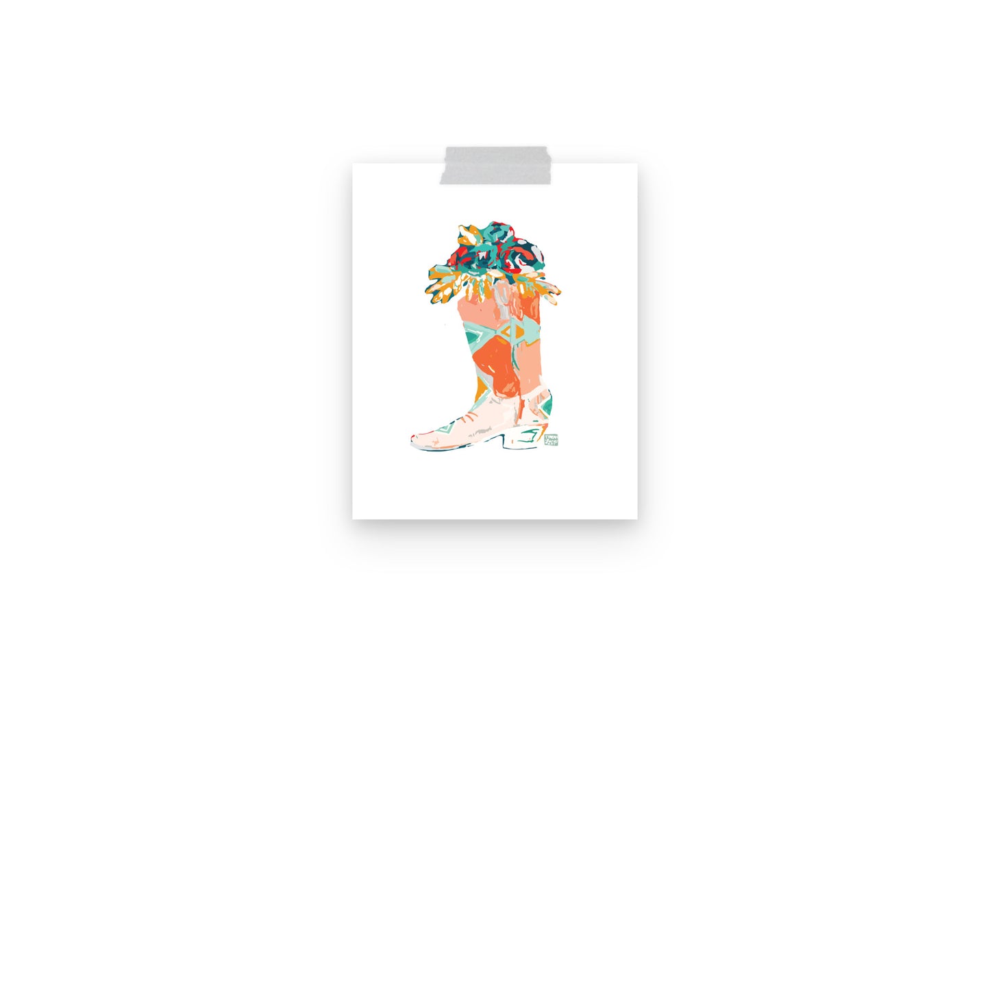 Orange Boot Roses Art Print