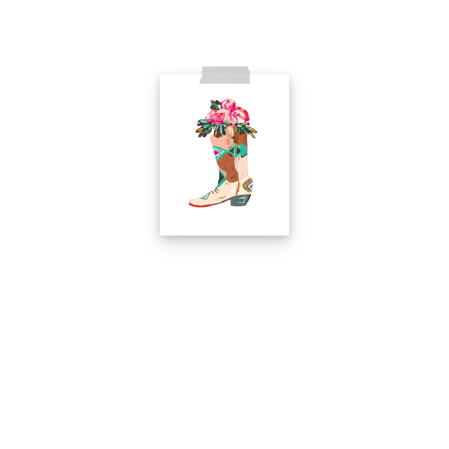 Roses Cowboy Boot Art Print