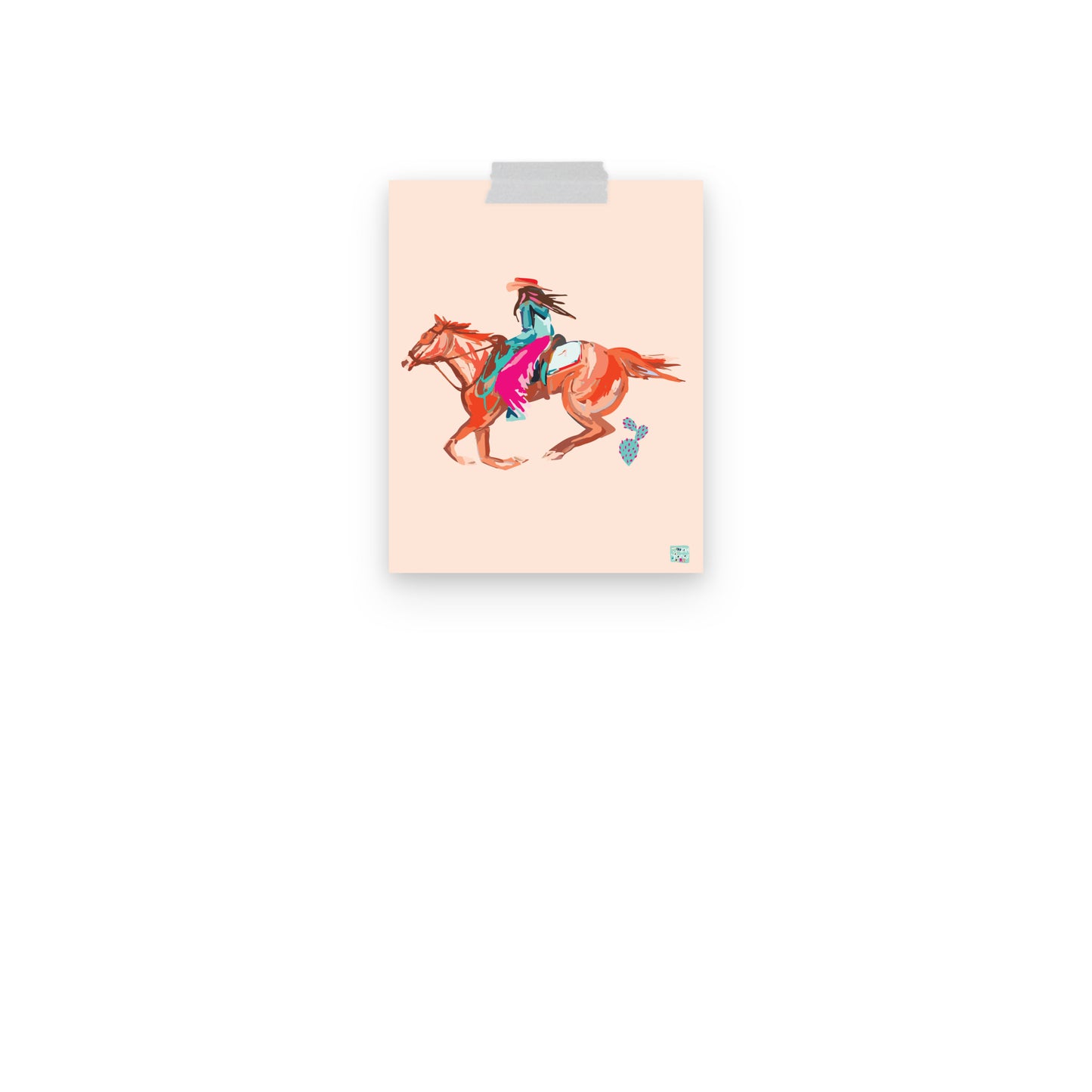 Brunette Western Cowgirl Art Print