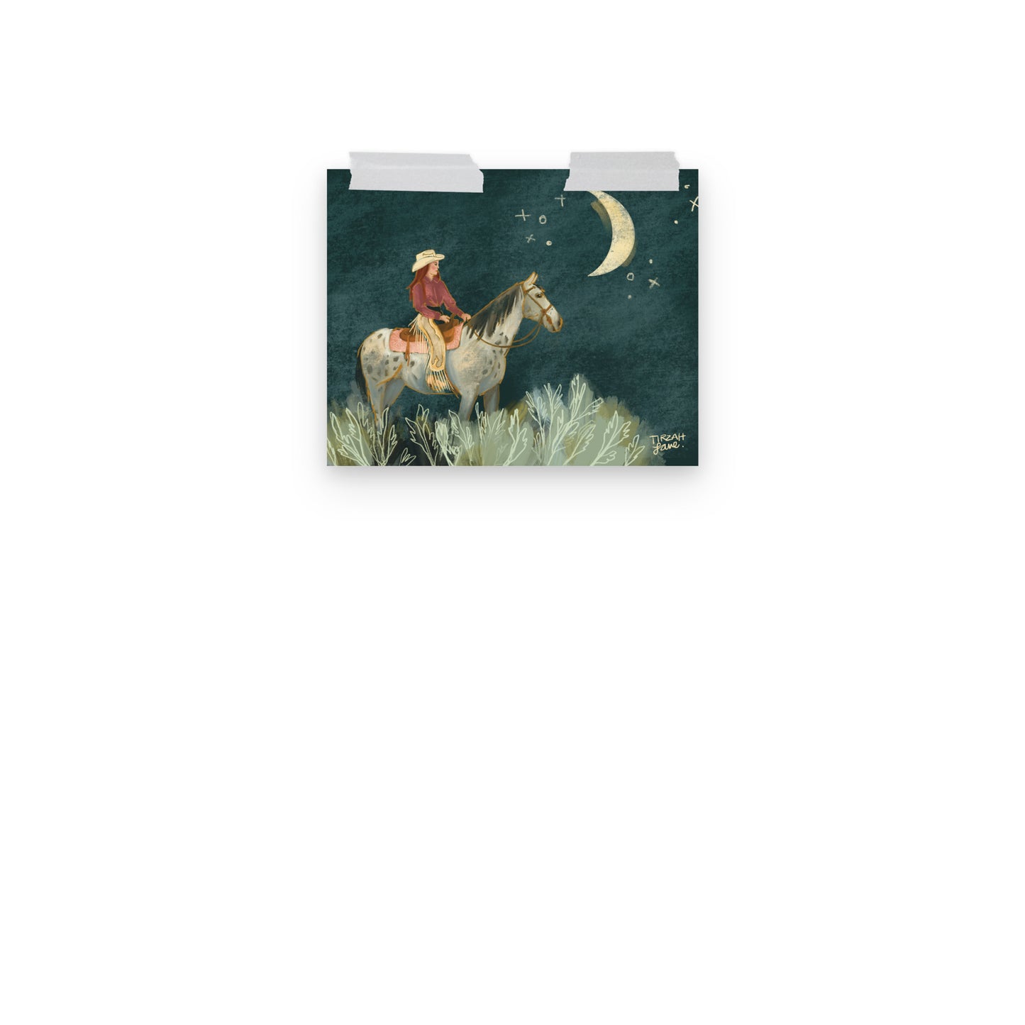 Reach for the Moon Cowgirl Western Horse Art Print