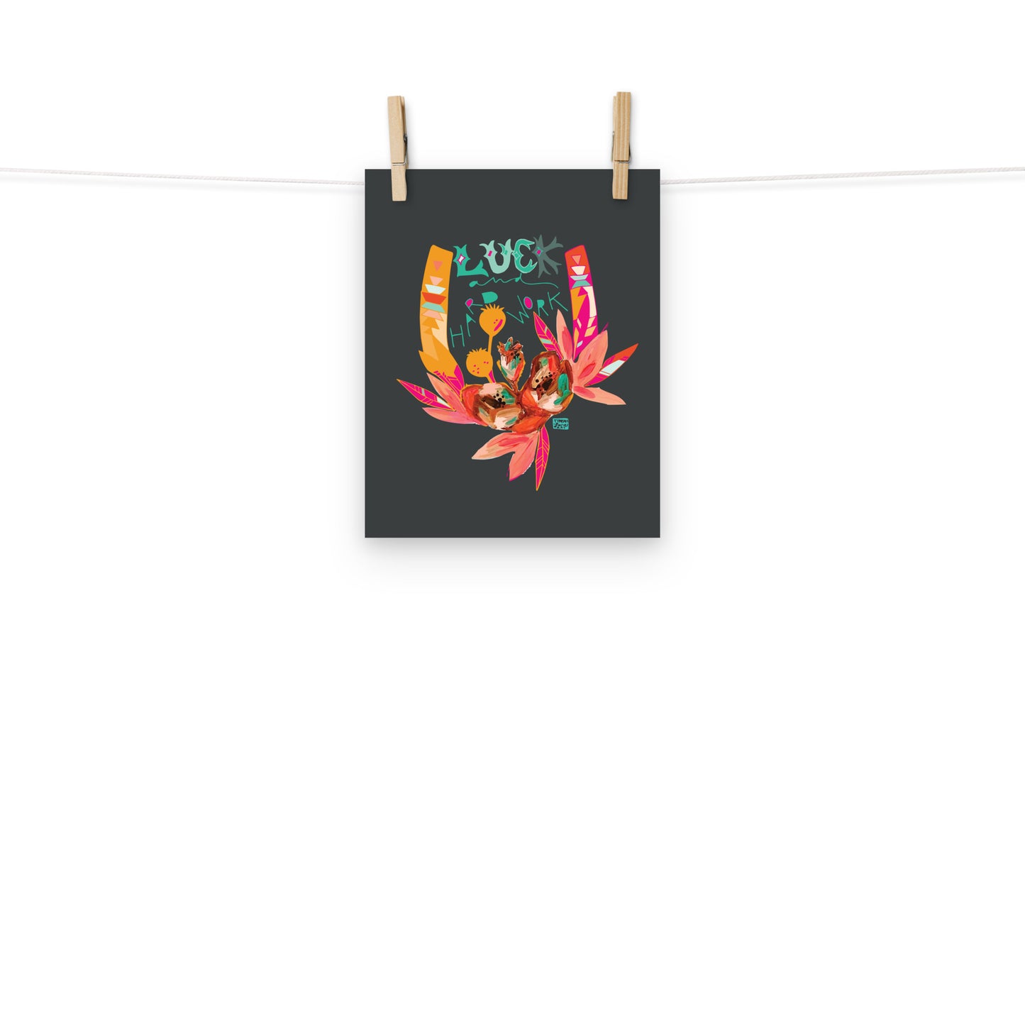 Luck and Hard Work Western Cowgirl Horseshoe Floral Wall Art