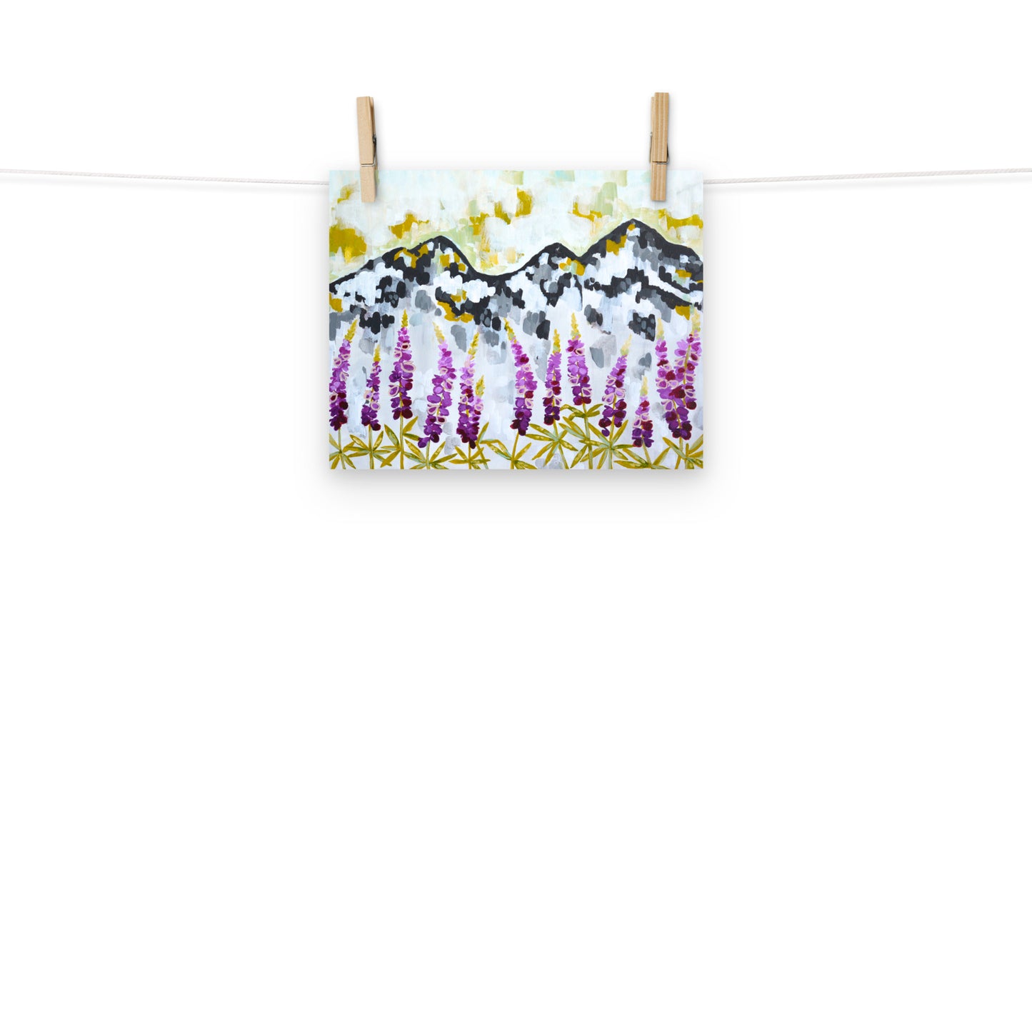 Three Sisters Oregon and Lupine Wildflowers Art Print, Oregon Cascades
