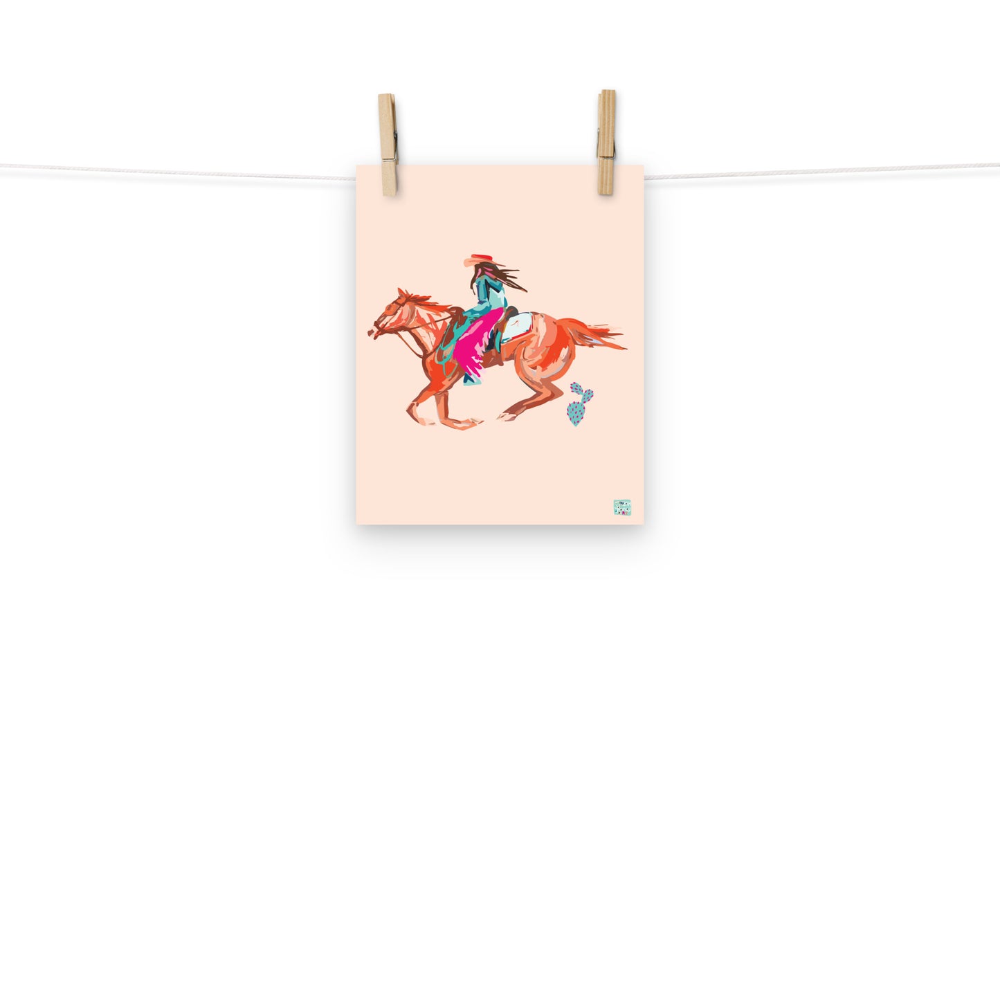 Brunette Western Cowgirl Art Print