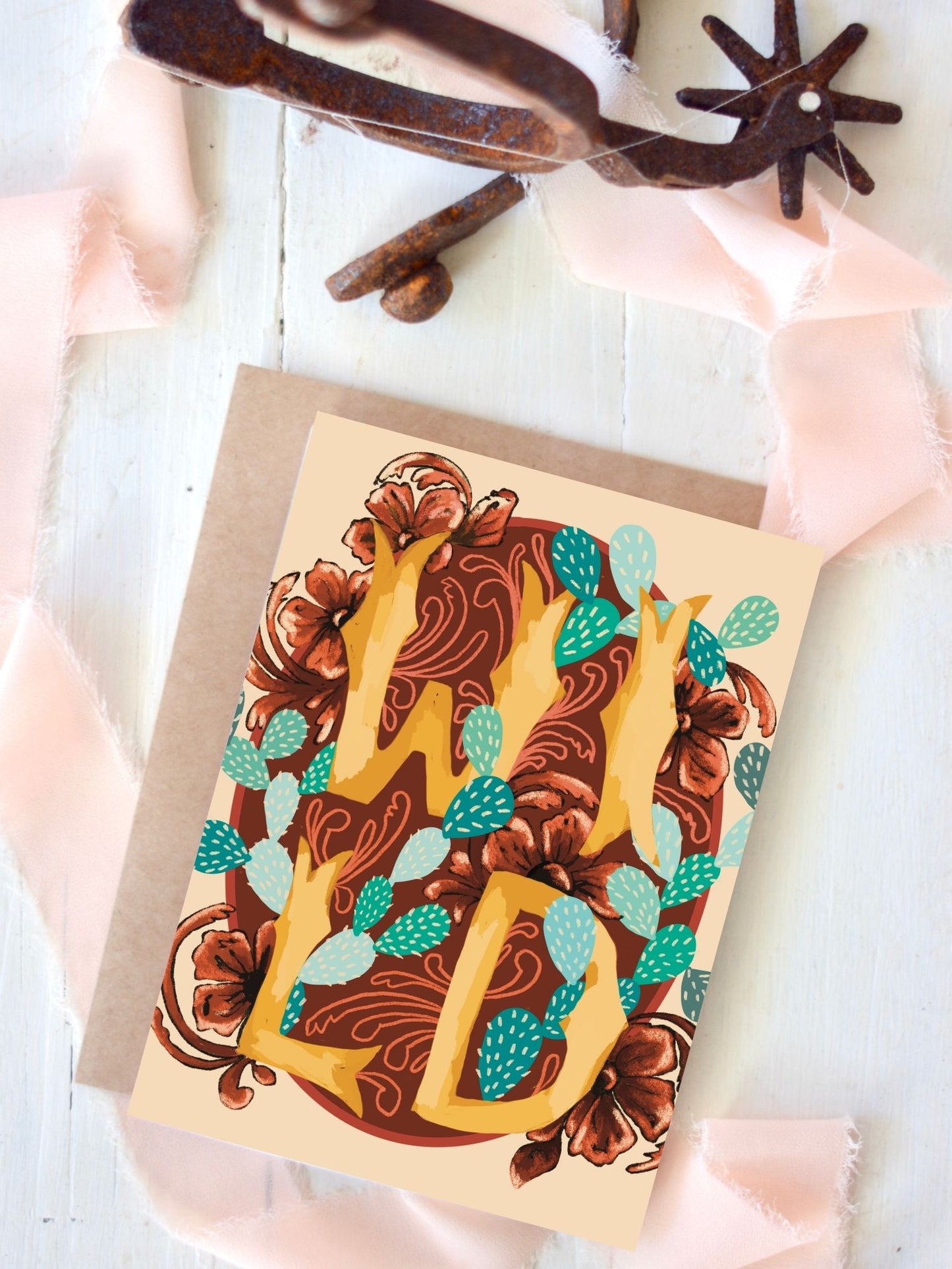 Wild Floral Cactus Cowgirl Birthday, Western Greeting Card