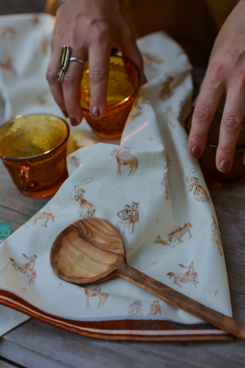 Western themed cotton tea towels for farmhouse homes