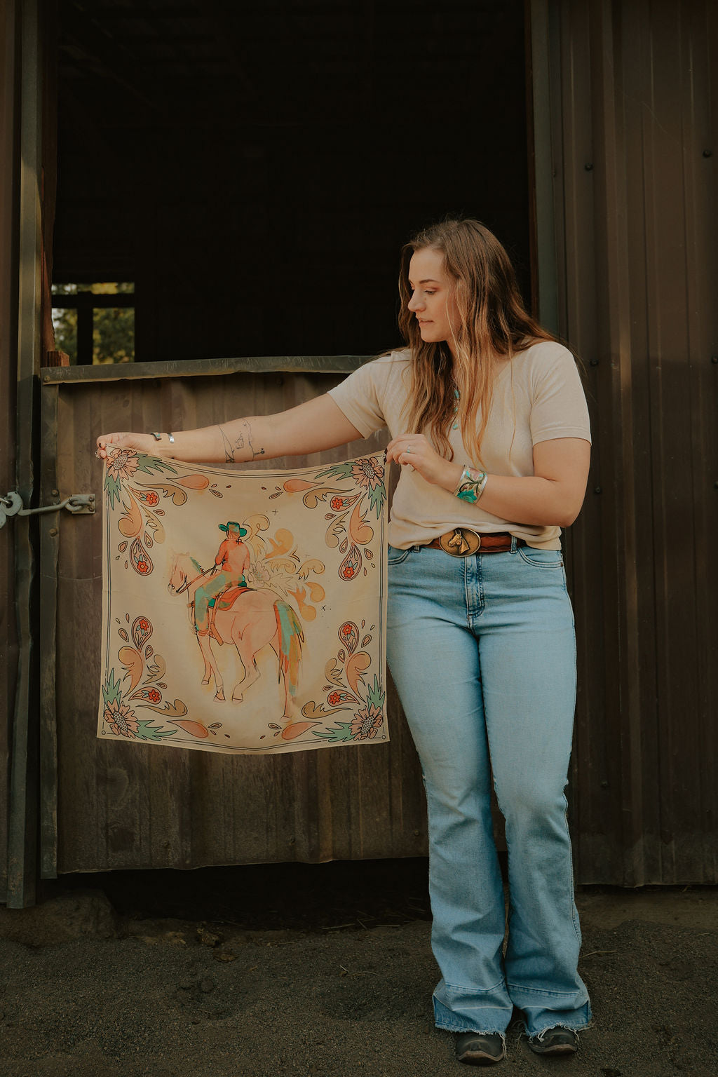 Summer Ride: Western Scarf Bandana Silk Tencel Cowgirl Wild Rag