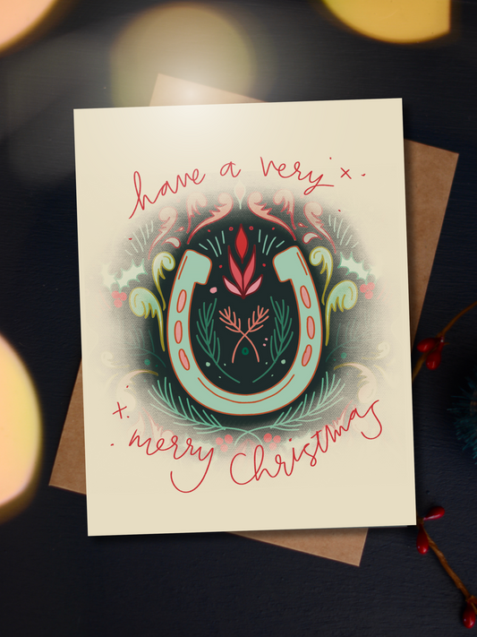 Have A Merry Christmas Horseshoe Western Christmas Holiday Card