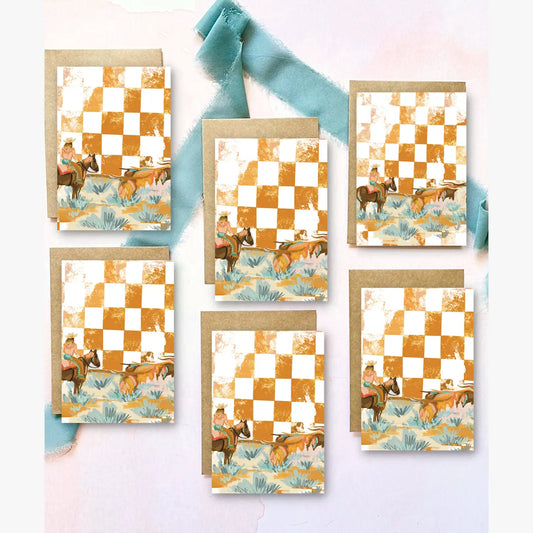 Mini Western Checkered Ranch Greeting Card Set