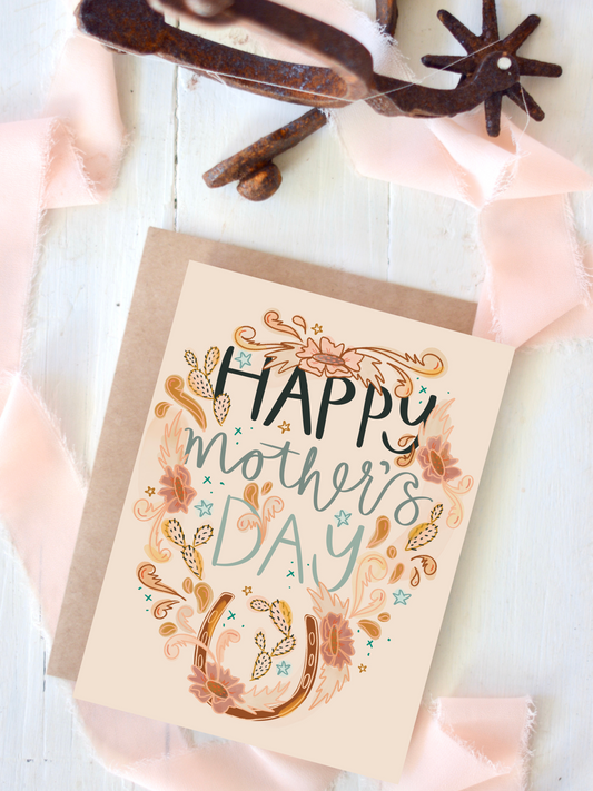 Happy Mother's Day Floral Horseshoe Western Mother's Day Greeting Card