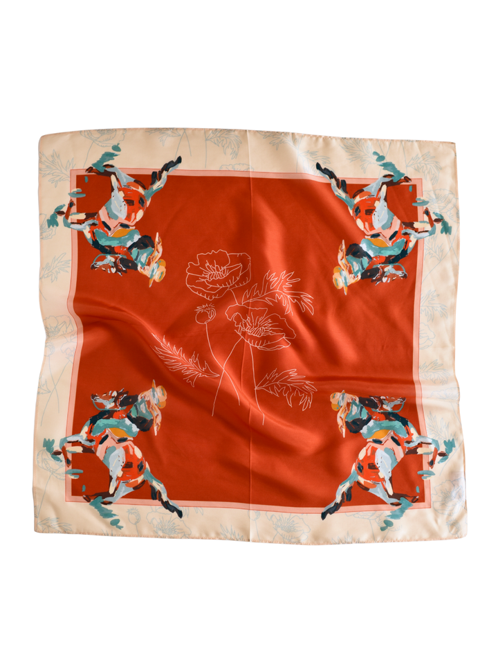 Poppy Cowgirl: Western Scarf Bandana Silk Tencel Wild Rag