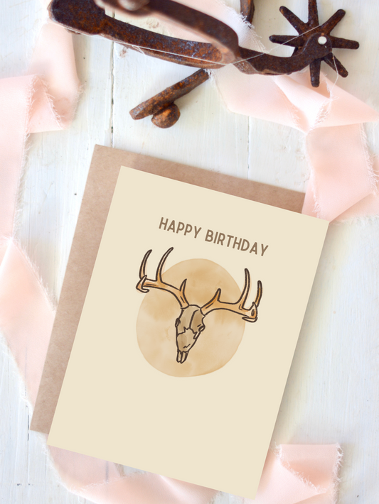 Happy Birthday Deer Antlers Hunter Birthday Card