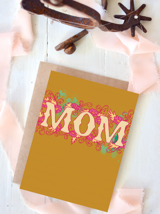 Mom Mother's Day Western Floral Card in Pink and Yellow