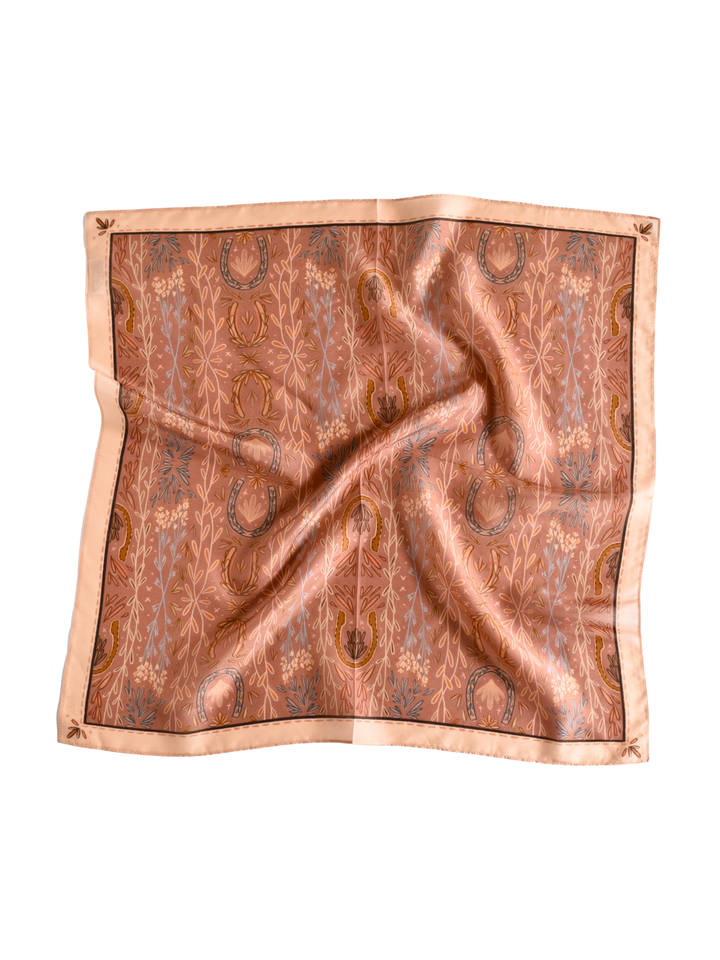 Western Harvest in Dusty Rose Silk Cowgirl Wild Rag Scarf
