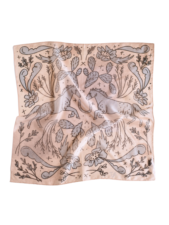 Prairie Skies Wild Rag Western Silk Scarf