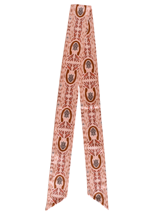 Western Harvest in Dusty Rose Silk Twilly Cowgirl Scarf