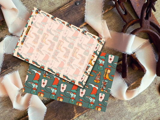 Digital Thank You Postcard, Western Christmas Cowboy Boot Holiday Postcard for Businesses