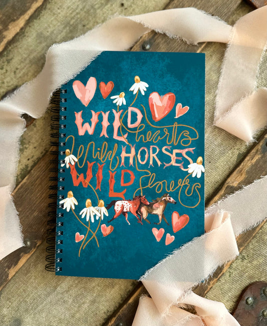 Western Horse Wild Horses Wildflowers, Wild Hearts Cowgirl Lined Notebook