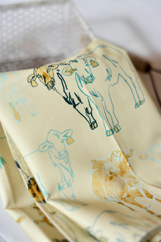 Yellow Cows Towel: Western Cowgirl Kitchen Tea Towel