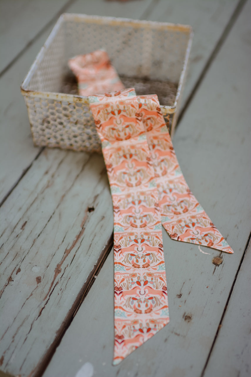 Prairie Days in Peach Western Silk Twilly