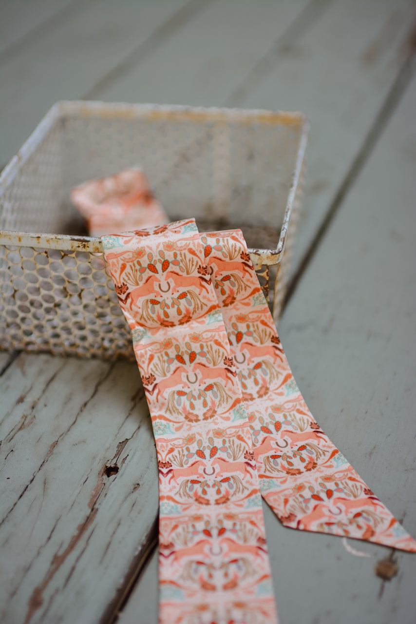 Prairie Days in Peach Western Silk Twilly