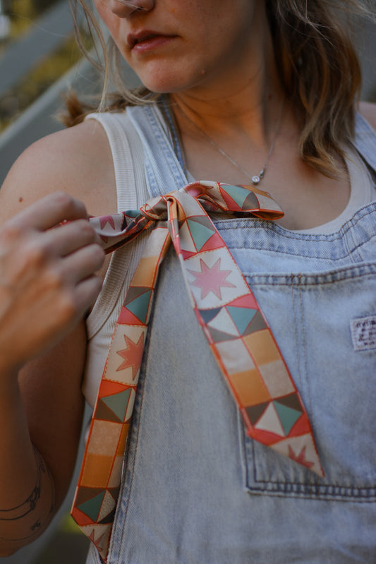 Vintage Patchwork Western Silk Twilly