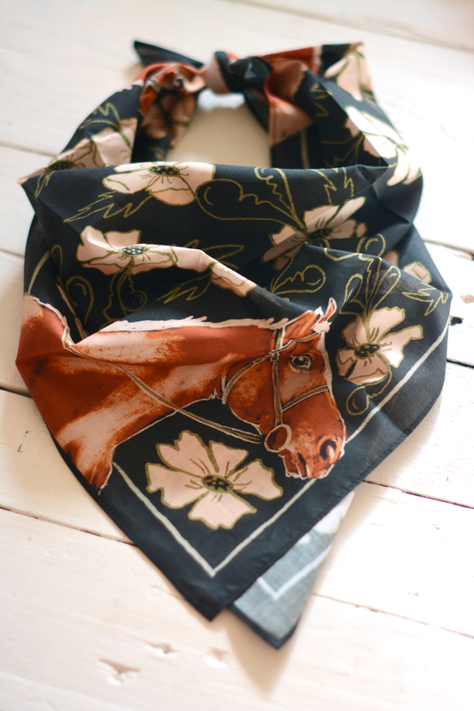 Western Cotton Cowgirl Bandana Floral Horse