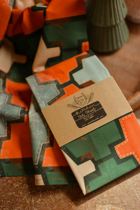 Geometric Christmas Holiday Tea Towel