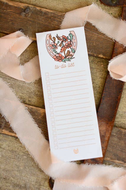 Cowgirl Western Horseshoe Floral Magnetic To Do Notepad