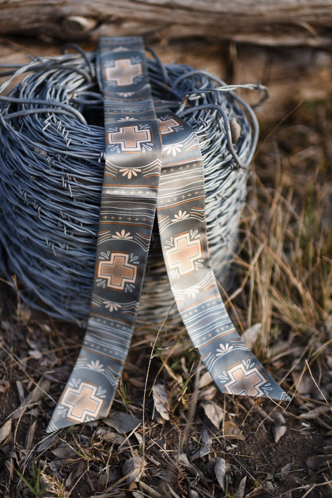Blue Cross Geometric Western Silk Twilly Scarf