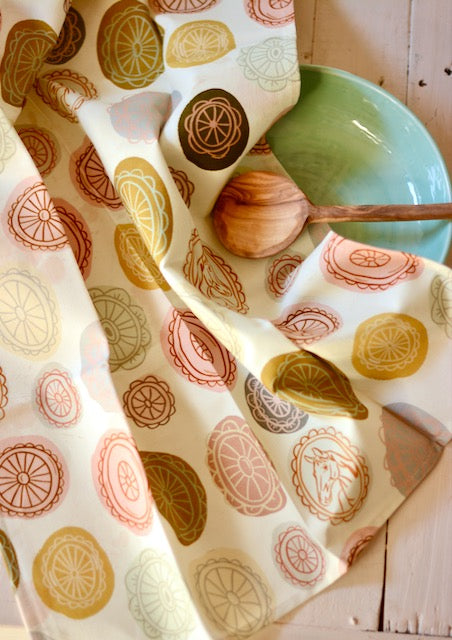 Vintage Conchos: Western Kitchen Tea Towel