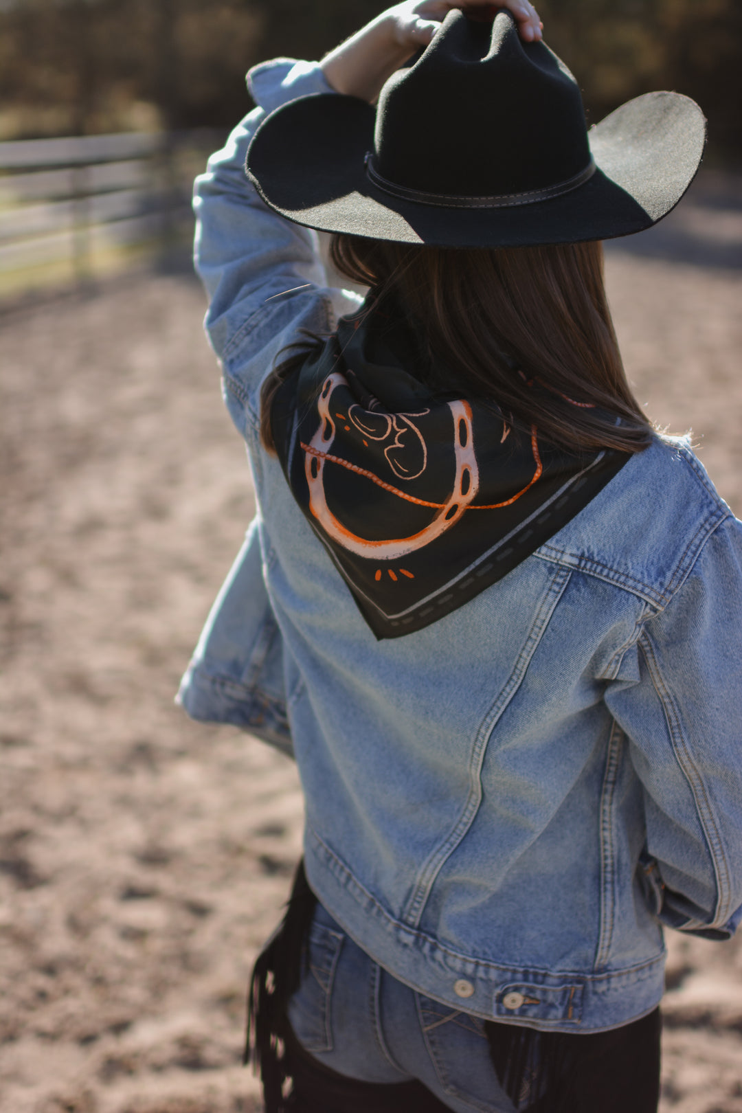 Navy Floral Horseshoe Cowgirl Scarf: Large 100% Mulberry Silk 35x35 Western Wild Rag